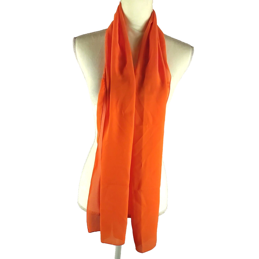 Orange Sheer Scarf 62" x 12" Rectangle Coat Scarf